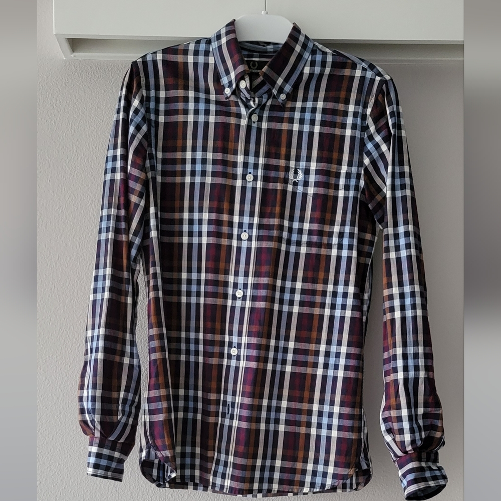 Fred Perry Long Sleeve Button Down Shirt, Men's Small, Cotton